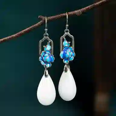 彤彤兔 国潮古风兰花 简约轻奢 铜 耳环 女款