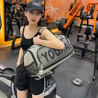 德力熊 出差轻便旅游包运动训练 尼龙拼网 健身包 男女同款情侣款 黑色/粉色/卡其色/红色/灰色