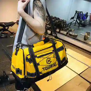 德力熊 短途斜挎包大容量 尼龙布 健身包 男女同款情侣款 黑色\粉色\卡其色\蓝色\黄色\白色\青绿色