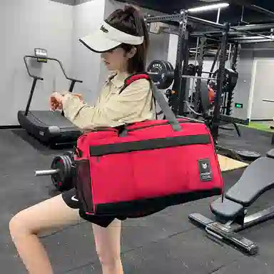 德力熊 干湿分离训练大容量短途旅行包 尼龙 健身包 男女同款情侣款 黑色/粉色/灰色/红色/黄色/蓝色/青绿色