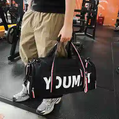 德力熊 大容量轻便单肩字母 尼龙 健身包 男女同款情侣款 黑色/卡其色/红色/粉色