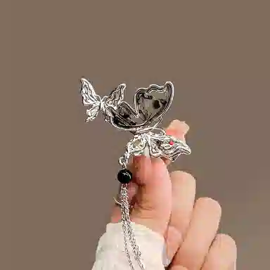 彤彤兔 中式小众水墨蝴蝶鸭嘴夹子气质侧边刘海夹古风配饰 发夹 女款