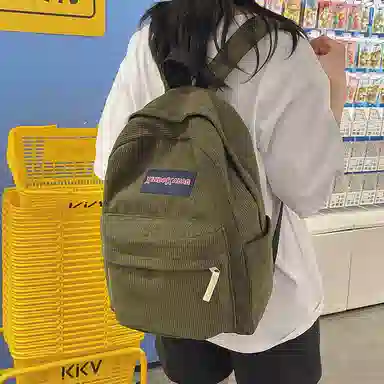 德力熊 时尚轻便大容量拉链开合 尼龙 书包背包双肩包 常规 男女同款情侣款 米白色/黑色/深棕/绿色