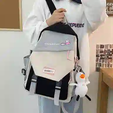 彤彤兔     时尚大容量韩版撞色 尼龙 双肩包 女款 蓝色/绿色/黑色/红色