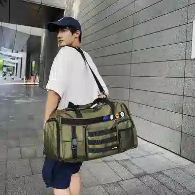 彤彤兔 休闲简约短途旅游时尚百搭 尼龙 旅行包 男女同款情侣款 黑色/军绿色/灰色