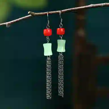 彤彤兔 田园清新流苏复古 简约轻奢小众设计 铜 耳环 女款