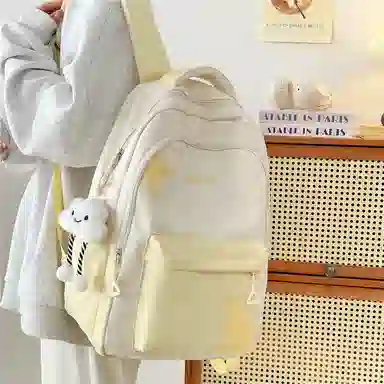 彤彤兔 撞色拼接 尼龙 双肩包 女款 紫色\蓝色\黑色\黄色\卡其色