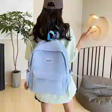 德力熊 时尚原宿个性条绒 尼龙 双肩包 女款 多色