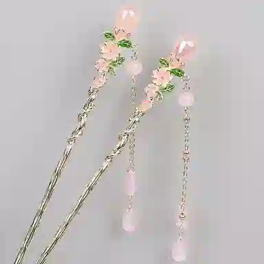 彤彤兔 汉服头饰珍珠花朵流苏日常佩戴丸子头盘头子发钗优雅 合金 发簪 女款