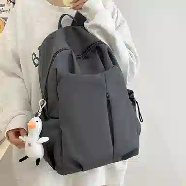 彤彤兔   简约纯色森系校园 尼龙 双肩包 大号 男女同款情侣款 多色