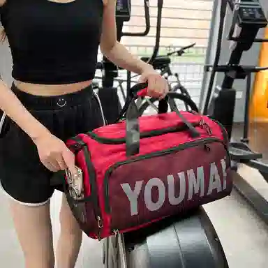 德力熊 出差轻便旅游包运动训练 尼龙拼网 健身包 男女同款情侣款 黑色/粉色/卡其色/红色/灰色