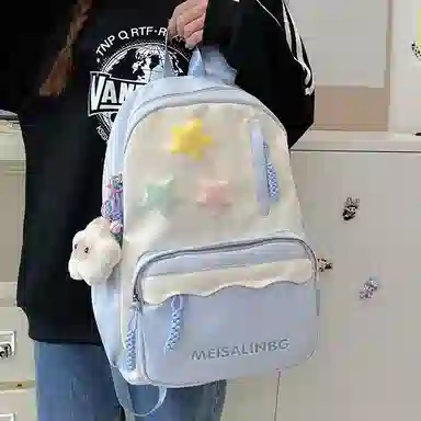 彤彤兔 大容量简约 涤纶 双肩包 女款 粉色/紫色/黑色/蓝色/绿色/卡其色