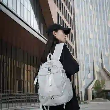 彤彤兔 韩版背包潮流 牛津布 双肩包 男女同款情侣款 灰色/黑色