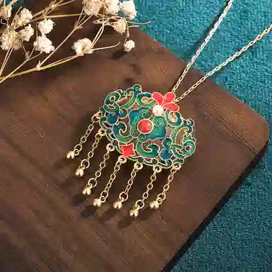 彤彤兔 国潮中式珐琅彩复古流苏 铜 项链 女款