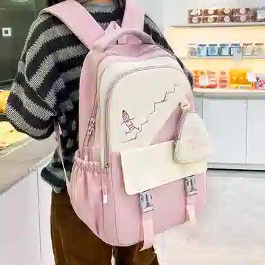 彤彤兔   韩版森系大容量四件套时尚百搭 尼龙 双肩包组合装 男女同款情侣款 粉色/绿色/紫色/黑色/蓝色