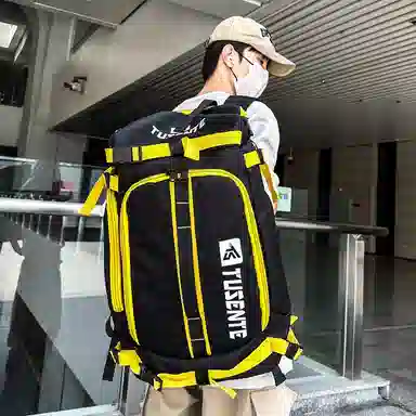 彤彤兔 大容量可套拉杆 牛津布 双肩包 男女同款情侣款 黑黄/黑桔/黑绿/黑紫