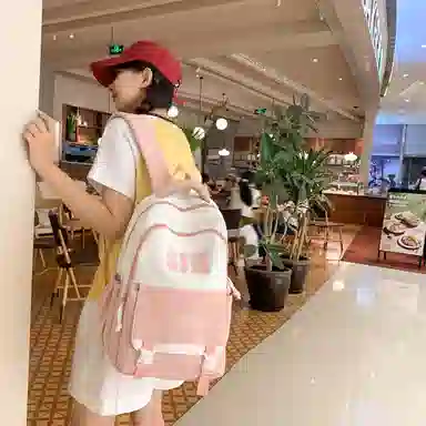 彤彤兔 轻便大容量百搭休闲 尼龙 双肩包 女款 黑色\紫色\粉色\红色\蓝色