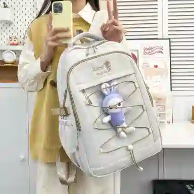 彤彤兔 背包简约学院风书包 尼龙 双肩包 常规 女款 多色