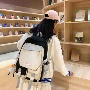 彤彤兔 撞色日系大容量 尼龙 双肩包 女款 多色