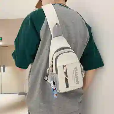 德力熊 休闲百搭韩版撞色简约时尚 尼龙 胸包 常规 男女同款情侣款 克莱因蓝/桔/浅灰/黑