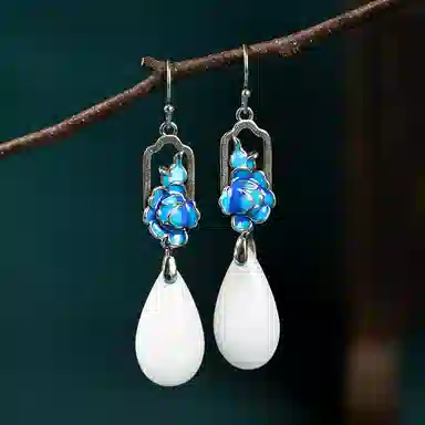 彤彤兔 国潮古风兰花 简约轻奢 铜 耳环 女款