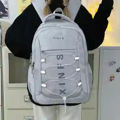 彤彤兔 轻便时尚 尼龙 背包双肩包 男女同款情侣款 灰色/黑色