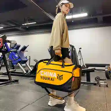 德力熊 多功能运动训练 尼龙 健身包 男女同款情侣款 黑色粉色卡其色玫红色黄色军绿色