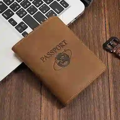 彤彤兔 登机证件包飞机票夹护照本保护 头层牛皮 卡包 男女同款情侣款 咖啡色/深棕色