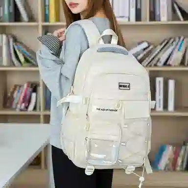 彤彤兔 韩版简约 涤纶（聚酯纤维） 双肩包 女款 多色