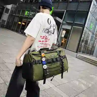 彤彤兔 大容量健身多功能简约百搭 尼龙 双肩旅行包 男女同款情侣款 黑色/绿色/灰色