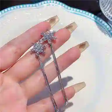 彤彤兔    雪花欧美耳环女长款气质流苏小众百搭潮时尚耳线