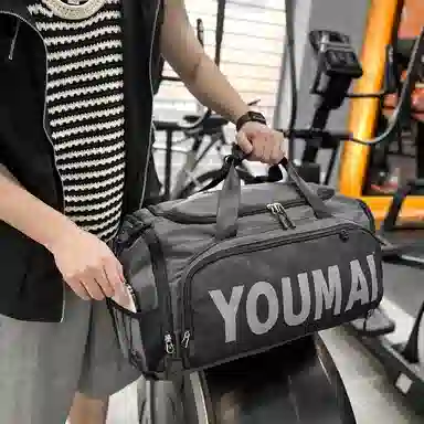 德力熊 出差轻便旅游包运动训练 尼龙拼网 健身包 男女同款情侣款 黑色/粉色/卡其色/红色/灰色