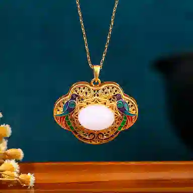 彤彤兔 国风花丝工艺喜事临门如意长命锁 铜 项链 女款