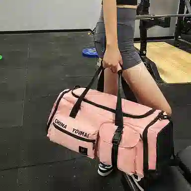 德力熊 训练潮牌 尼龙 健身包 男女同款情侣款 黑色粉色卡其色红色黄色军绿色蓝色