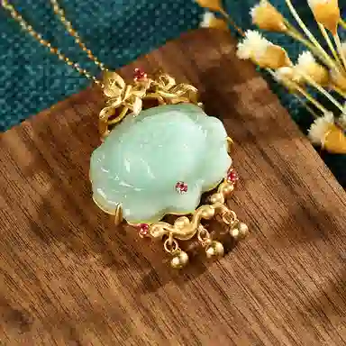 彤彤兔 潮风花飞蝶舞莲蓬复古流苏 铜 项链 男款