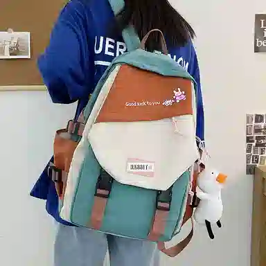 彤彤兔     时尚大容量韩版撞色 尼龙 双肩包 女款 蓝色/绿色/黑色/红色