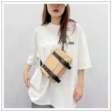 彤彤兔 工装风休闲潮流 尼龙 斜挎包 男女同款情侣款 黑色/白色/卡其色