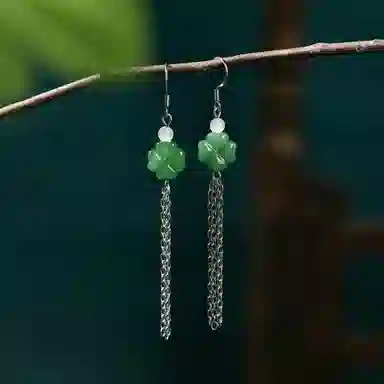 彤彤兔   中式小众国潮风四叶草流苏耳环