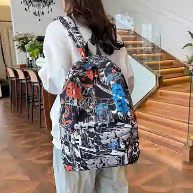OUZIHUANG Graffiti Oxford Backpack