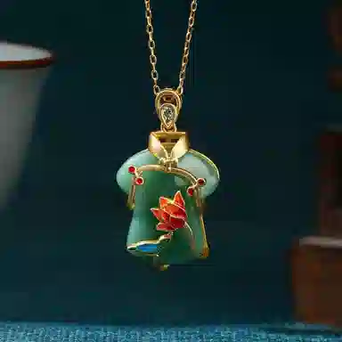 彤彤兔 中式旗开得胜步步生莲华仿古风旗袍 铜 项链 女款