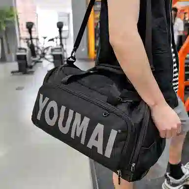 德力熊 出差轻便旅游包运动训练 尼龙拼网 健身包 男女同款情侣款 黑色/粉色/卡其色/红色/灰色