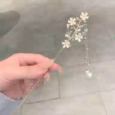 彤彤兔 花盘发古风 汉服 一字 简约日常金步摇 发簪 女款