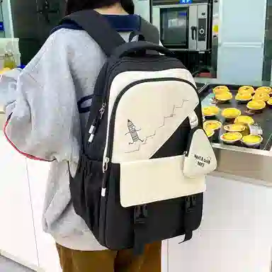 彤彤兔   韩版森系大容量四件套时尚百搭 尼龙 双肩包组合装 男女同款情侣款 粉色/绿色/紫色/黑色/蓝色