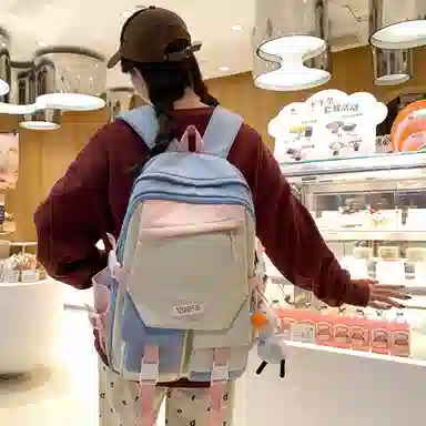 彤彤兔 撞色日系大容量 尼龙 双肩包 女款 多色