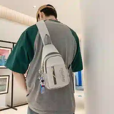 德力熊 休闲百搭韩版撞色简约时尚 尼龙 胸包 常规 男女同款情侣款 克莱因蓝/桔/浅灰/黑