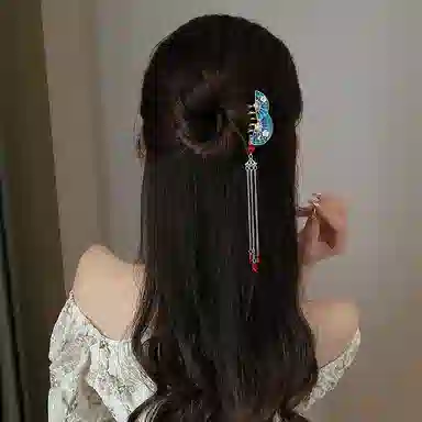 彤彤兔 古风扇子款流苏发梳插夹国风步摇 发簪 女款