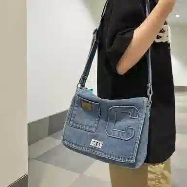 OUZIHUANG Denim Shoulder Bag
