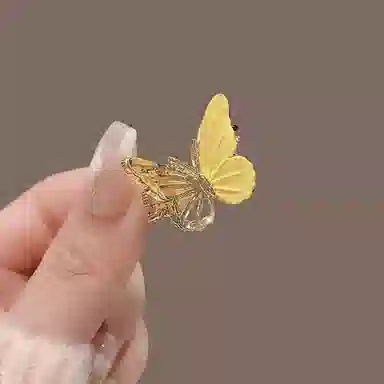 彤彤兔 高级感黄色蝴蝶时尚气质优雅 鲨鱼夹小号夹子抓夹发卡发饰 发夹 女款