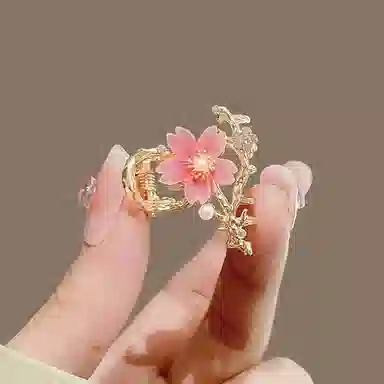 彤彤兔 樱花超仙花朵侧边后脑勺仙女发卡时尚鲨鱼夹发饰 发夹 女款