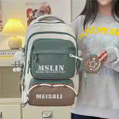 彤彤兔 百搭日系小清新高颜值 尼龙 双肩包 常规 女款 紫色/蓝色/黑色/棕色/绿色